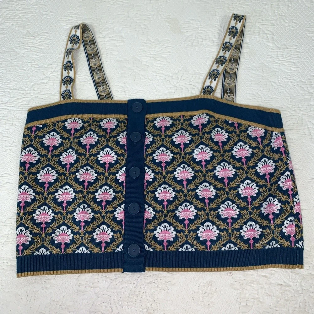 Anthropologie Maeve Square Neck Crop Sweater Tank Size XL Boho Sleeveless - Picture 5 of 11